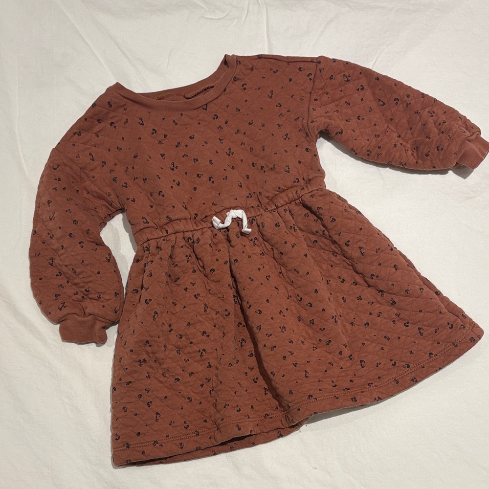 2T Carters Brown Leopard Quilted Cotton Kids Dress